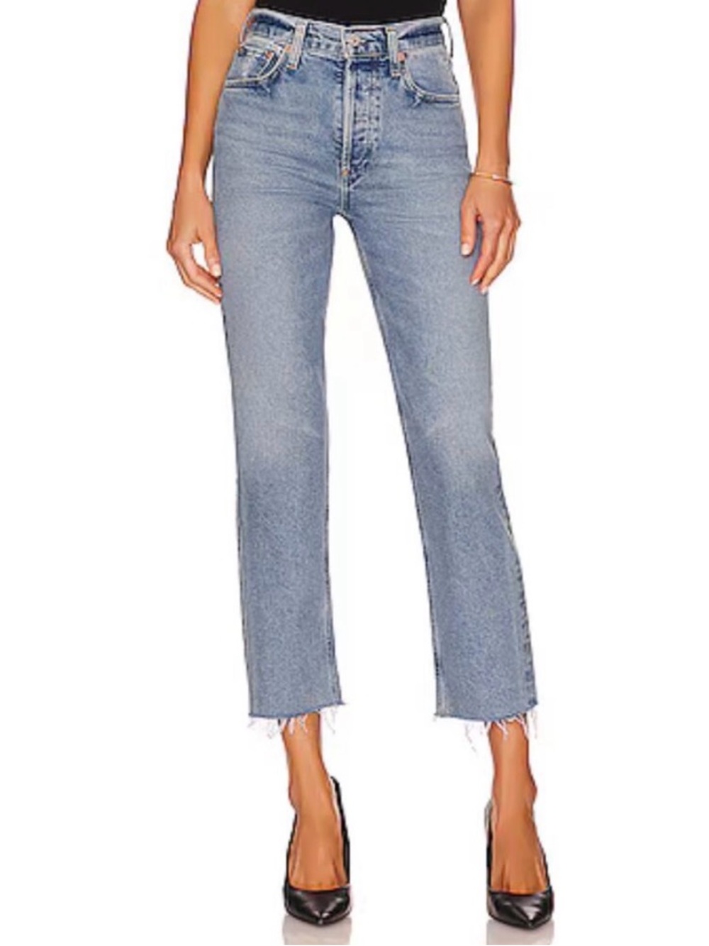 Citizens of Humanity Florence Wide Straight Button Fly Raw Hem Jeans Size 25